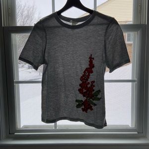 h&m flower embroidered shirt